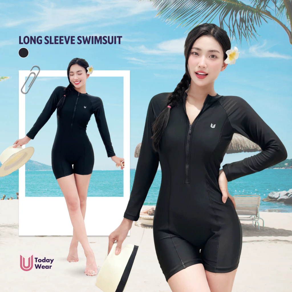 Đồ bơi liền thân dài tay nữ Long Sleeve Swimsuit Today U Wear chất liệu KIRA cao cấp