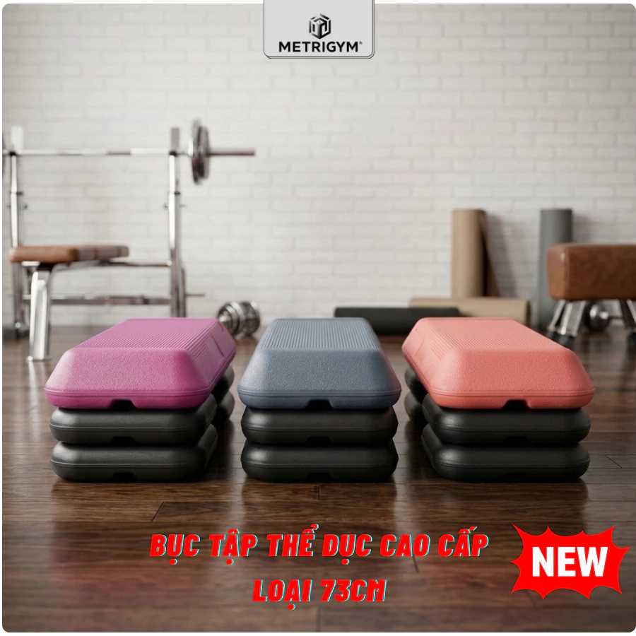 Bục dậm nhảy Aerobic loại 73cm tùy chọn có 4 chân đế điều chỉnh chiều cao 10 - 15- 20cm