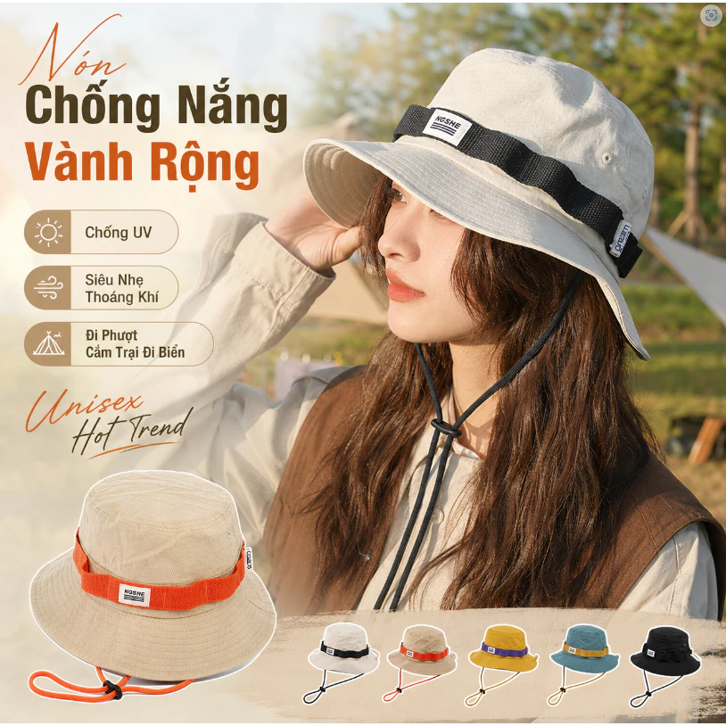 Nón Chống Nắng Thể Thao UPF50+ Vành Rộng Siêu Nhẹ Thoáng Khí Gấp Gọn Bỏ Ba Lô Đi Phượt Leo Núi