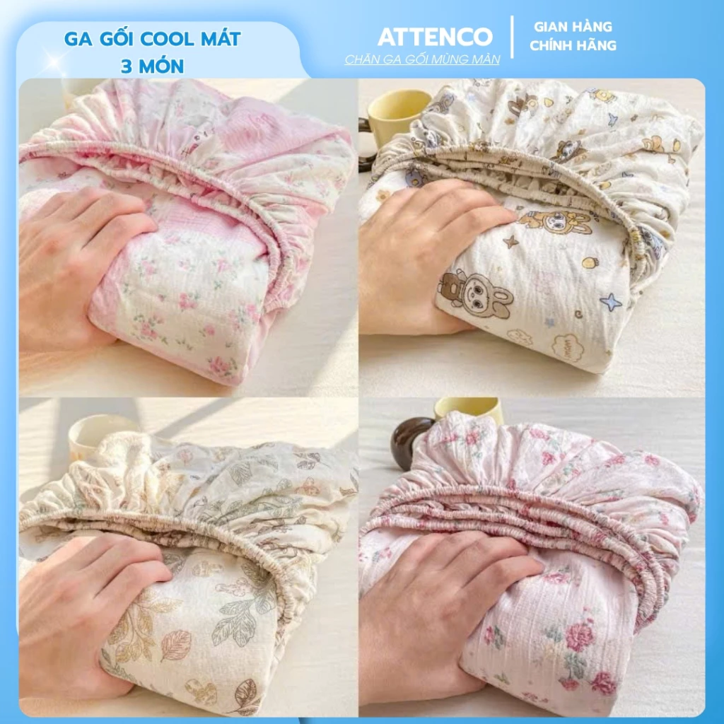 Bộ ga gối 3 món thun đũi coton 1m6x2m 1m8x2m và 2m2 hàng loại 1