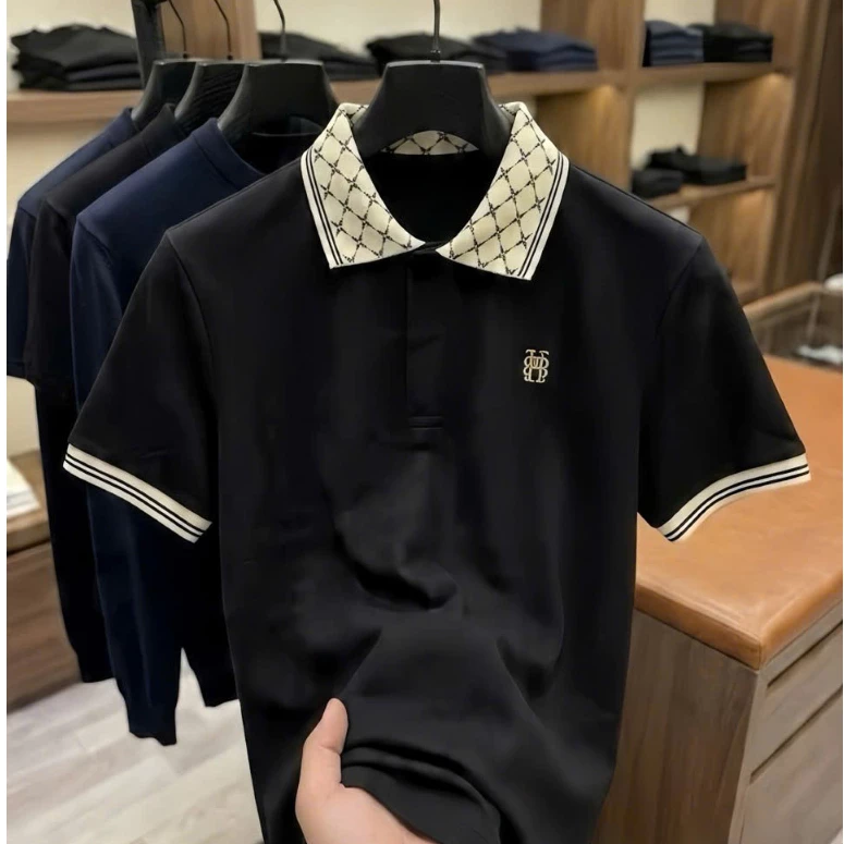 Áo Thun Polo Nam Cao Cấp Cổ Phối Họa Tiết Monogram -Dáng Đẹp,Lịch Lãm-AHFASHION