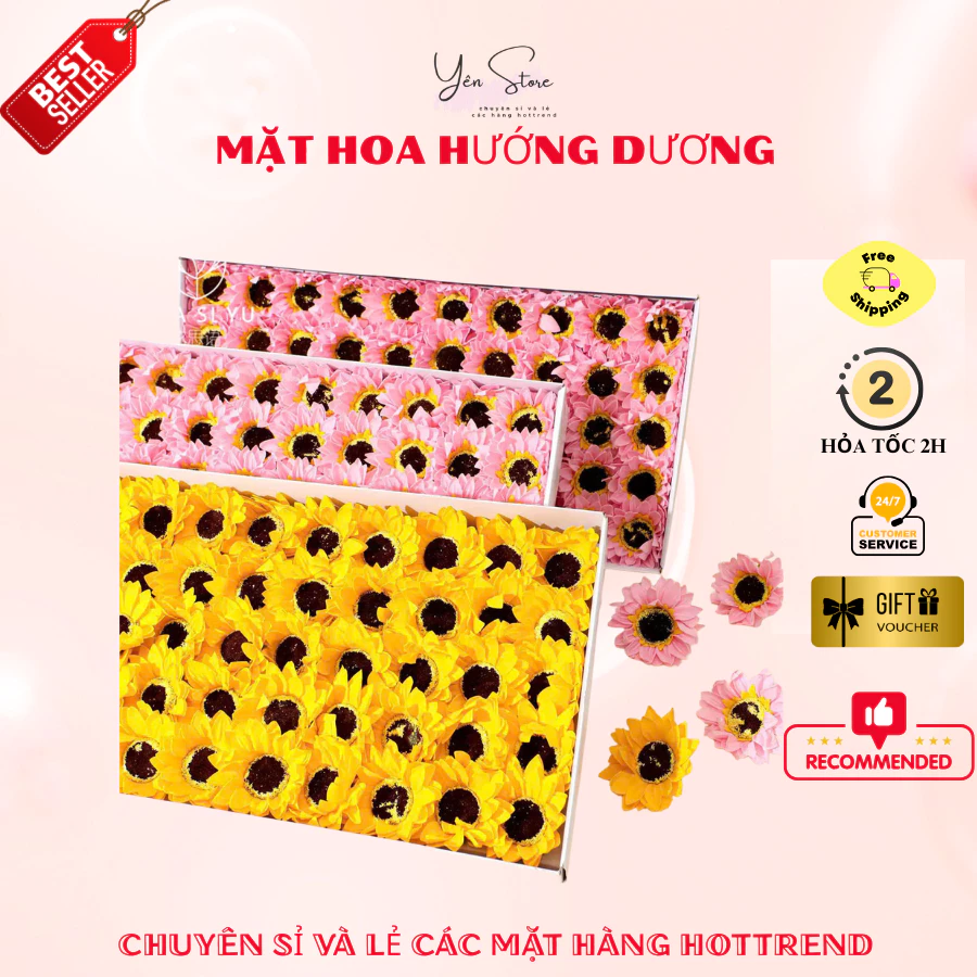 Combo 10-20 Mặt Hoa Hướng Dương 5CM Cao Cấp Làm Đồ Handmade, Hoa Tốt Nghiệp, Trang Trí Quà Tặng