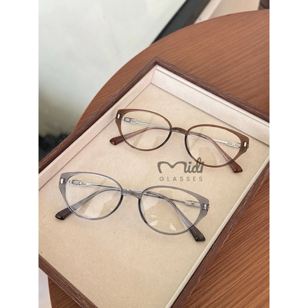 Kính mắt mèo Midiglasses form lớn unisex càng kim loại bọc nhựa (86215)