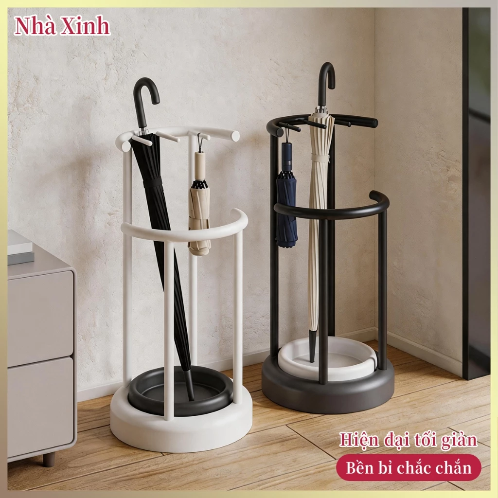Kệ đựng ô cao cấp, phân khu ô dài & ô ngắn, khay ráo nước tháo rời, sơn nướng chống gỉ, đặt góc nhà tiết kiệm không gian