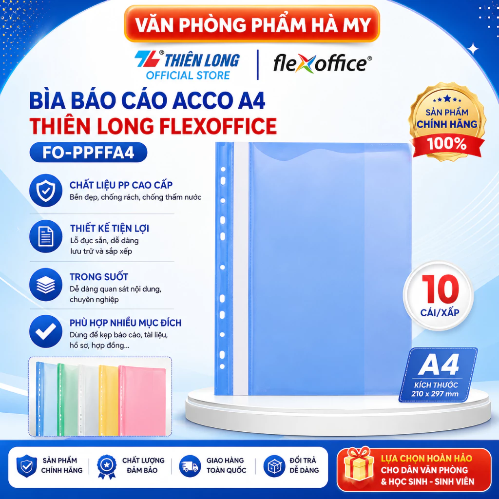 (Xấp 10 Cái) Bìa Báo Cáo Acco A4 Thiên Long Flexoffice FO-PPFFA4