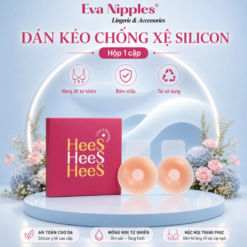 Miếng Dán Nâng Ngực Silicone Trong Suốt Có Miếng Kéo Chống Xệ Giúp Nâng Ngực Hiệu Quả Evabra 4.0