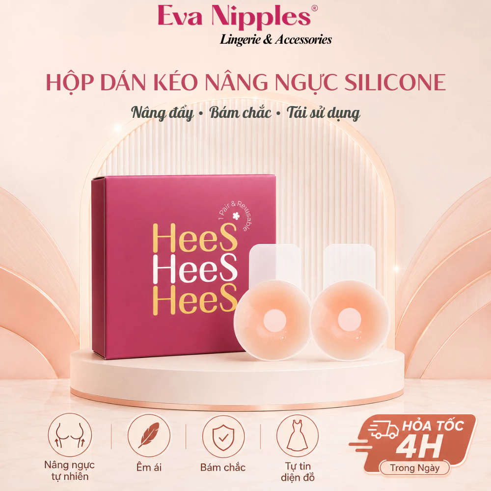 Miếng Dán Nâng Ngực Silicon Tệp Màu Da Có Miếng Kéo Chống Xệ Tạo Hình Ngực Căng Tròn EvaBra 4.0