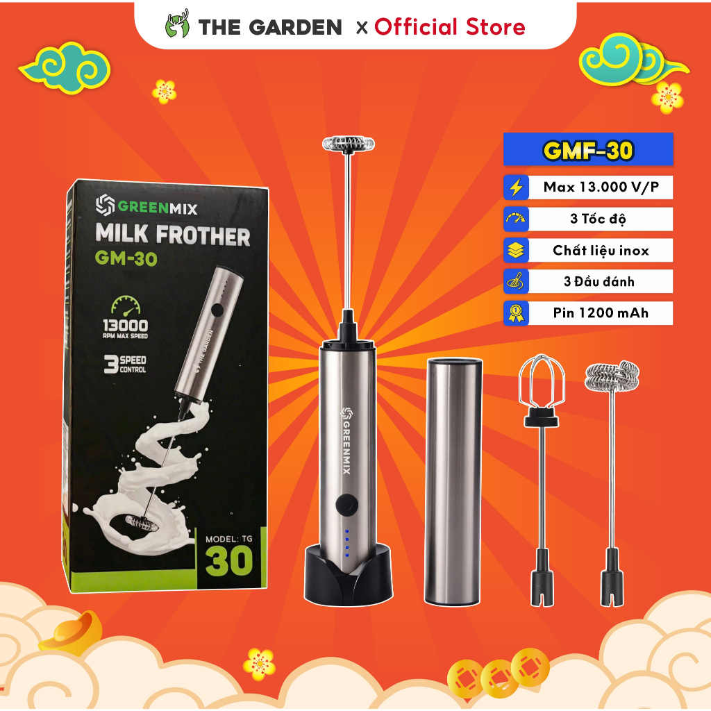 Máy tạo bọt cà phê microfoam, máy đánh trứng mini cầm tay THE GARDEN x…