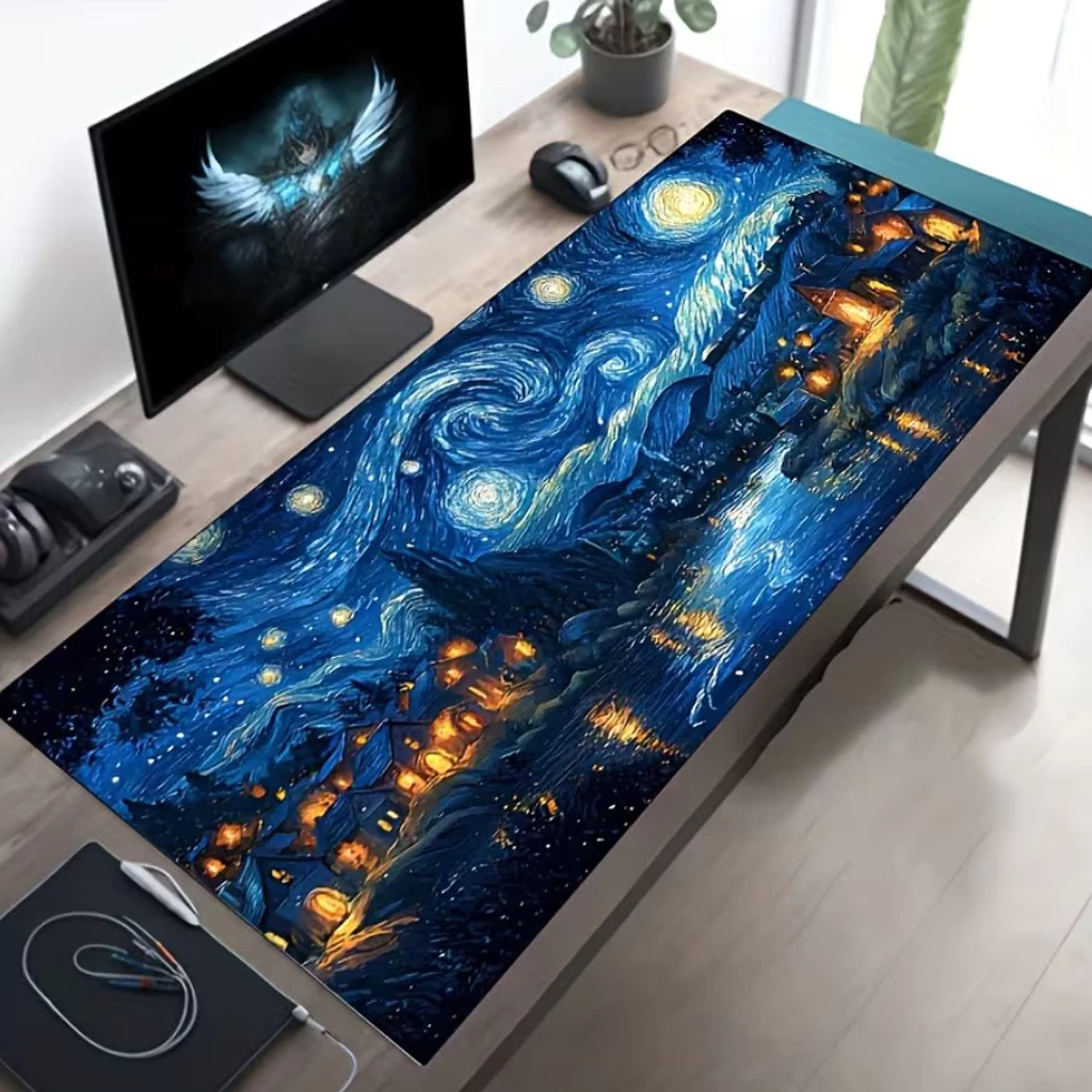 Lót Chuột, Pad Chuột Starry Night Bầu Trời Đêm Vua Lót Chuột Deskmat Cỡ Lớn Di Chuột Êm