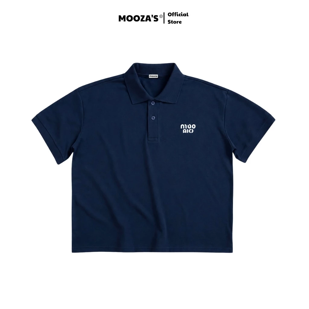 Áo Polo Thêu Logo Mooza Form Boxy Local Brand BASIC, Áo Polo Oversized Unisex 280gsm Cotton/Moo