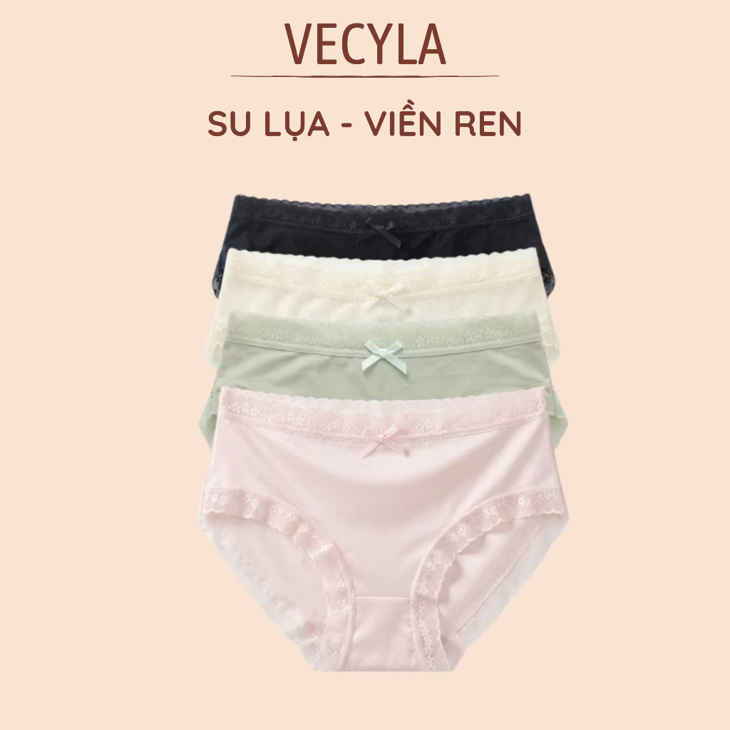 Quần Lót Nữ VECYLA Su Lụa Siêu Mỏng Không lộ viền co giãn phối ren hoa thoáng mát gợi cảm Q 9119