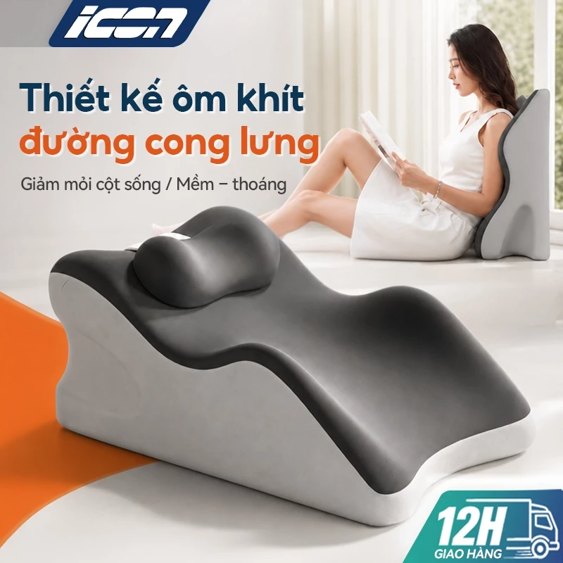 Gối Memory Foam ICON đa năng – Tựa lưng công thái học, giảm mỏi lưng, massage thư giãn