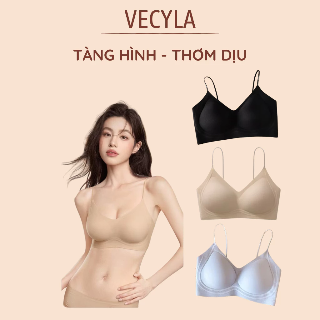 Áo lót nữ VECYLA - Áo ngực su lạnh mỏng nhẹ A 025, mềm mịn thoáng mát, mùi hương thơm, bản lưng tàng hình qua cử từ
