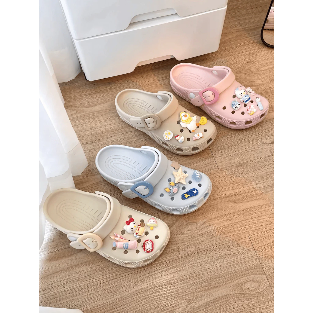 Dép Sục ANYA Buckle Quai Hậu Khuy Khóa EVA Nam Nữ Đế Nhẹ Mềm Êm Chân, Gắn Charm Dễ Thương - Đổi Size QH10