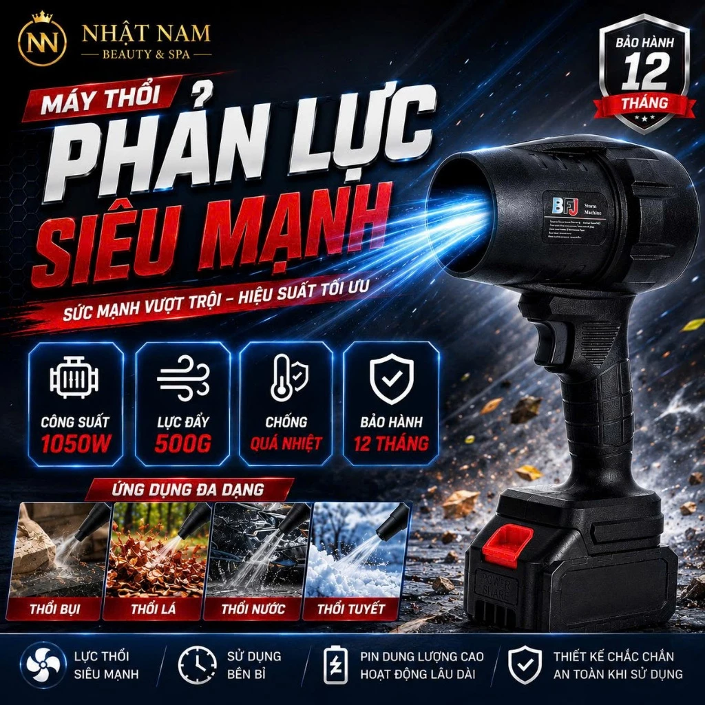 Máy Thổi Phản Lực Công Suất Lớn 1050W, Máy Thổi Cầm Tay Động Cơ Lõi Đồng Thổi Bụi Lá Cây Cực Nhanh Chóng Và Tiện Lợi