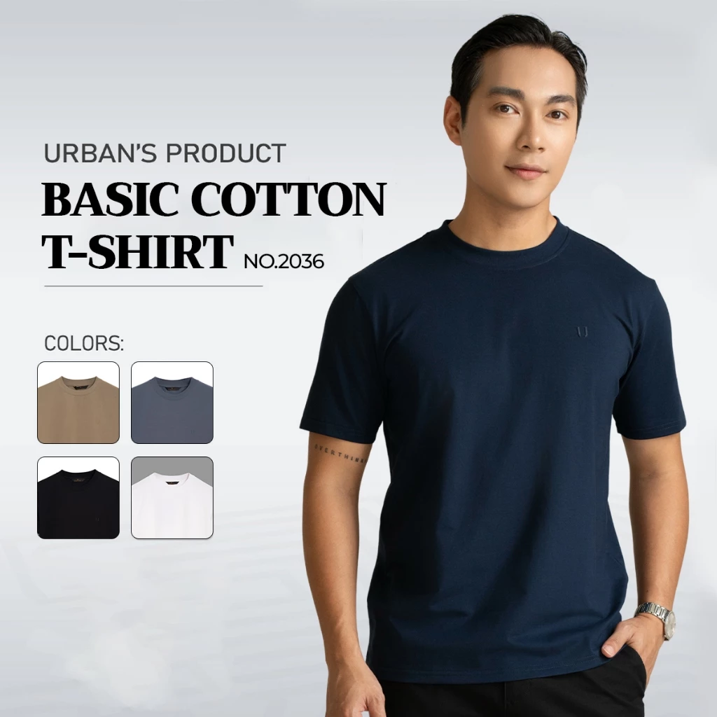 Áo thun nam cổ tròn Urban COTTON mềm mại thoáng khí thấm hút mồ hôi co giãn phom suông mặc đi chơi NO.2036