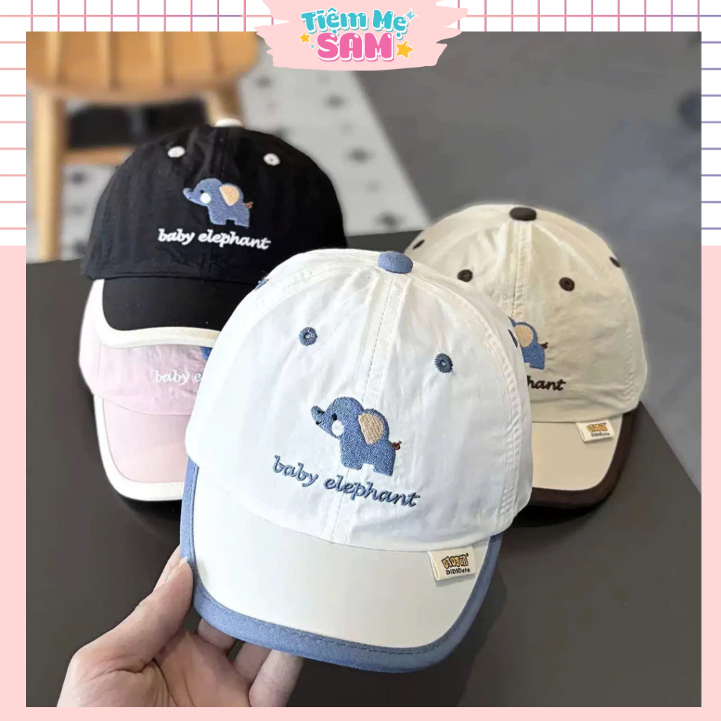 Mũ nón hình voi con cute cho bé trai bé gái 5-24 tháng có quai dán điều chỉnh rộng chật (MUG67)