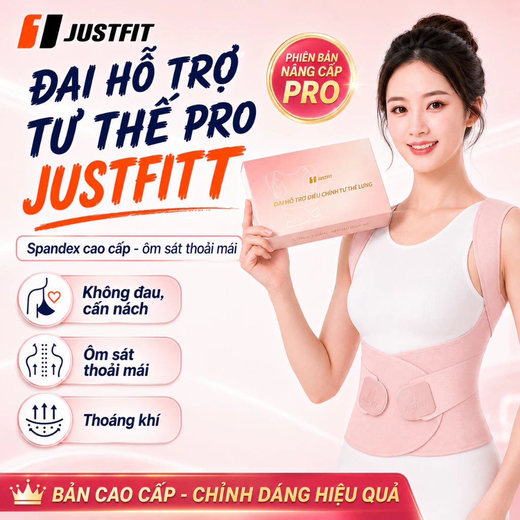 [BẢN CAO CẤP] Đai hỗ trợ điều chỉnh tư thế thẳng lưng JUSTFIT Pro chất liệu Spandex cao cấp