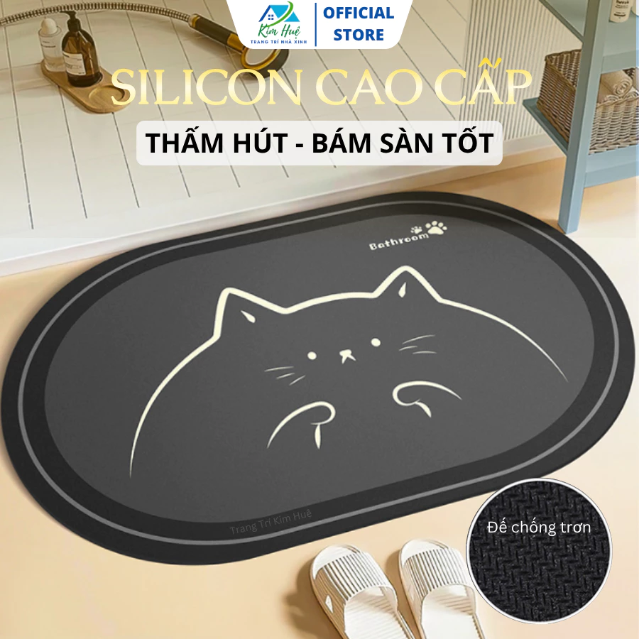 Thảm lau chân nhà tắm Silicon hút nước siêu thấm, thảm chùi chân đế cao su chống trơn trượt - Trang trí Kim Huệ X04