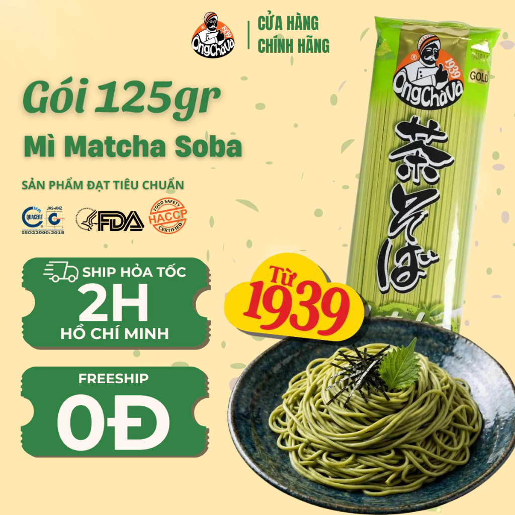 [Món Mới] Mì Matcha Soba Thương Hiệu Ông Chà Và 125gr Dai Đậm Vị Matcha - Hàng Chính Hãng