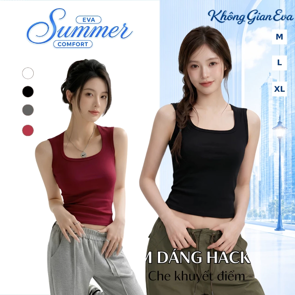 Áo Ba Lỗ Nữ Có Mút Ngực Áo 2 Dây Bản To Che Khuyết Điểm Vải Viscose Mát Lạnh Thấm Hút 8009 v3