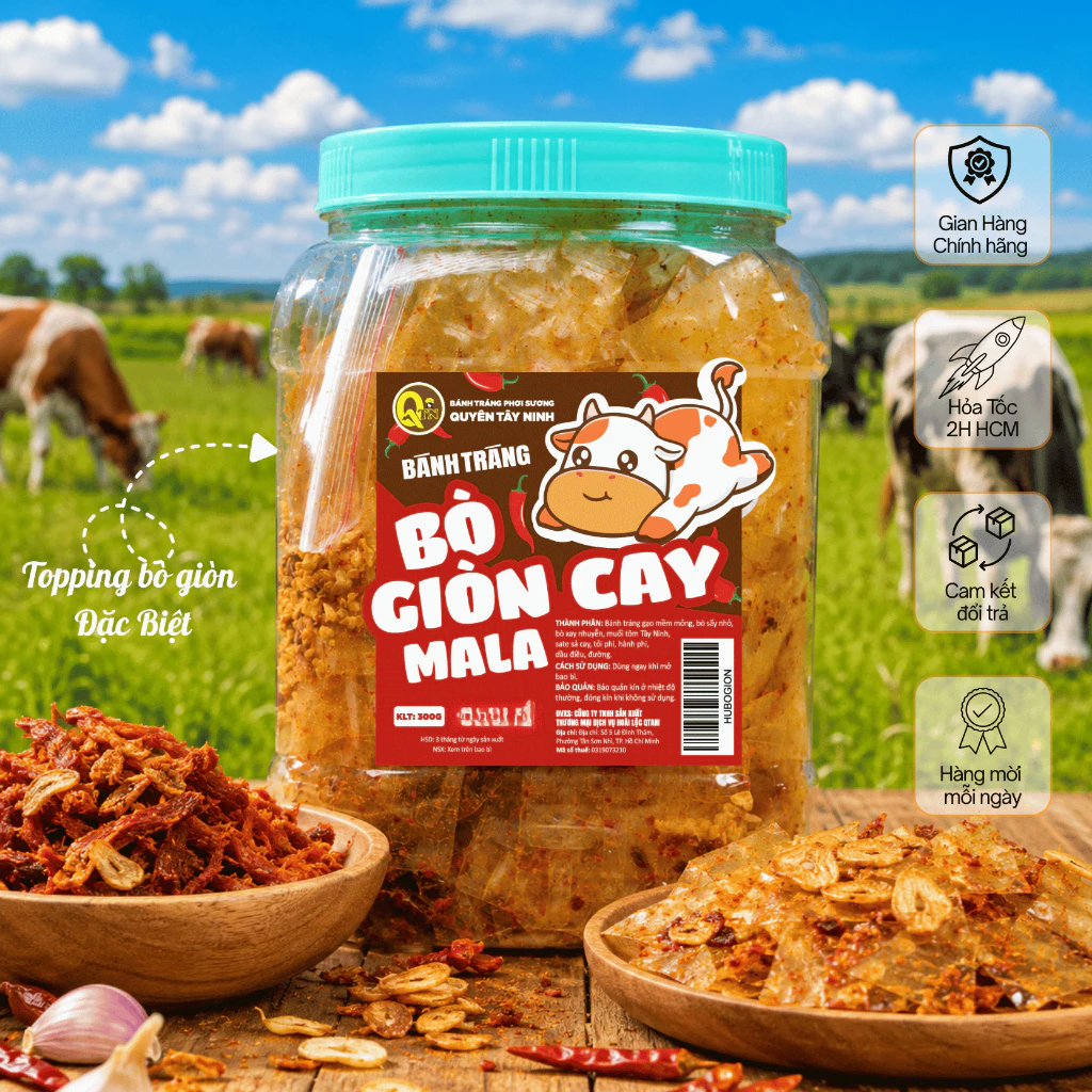 [ Mới - Bánh Tráng HỦ ] Bánh Tráng Tôm Rang Giòn Tỏi Phi - Bánh tráng Bò Sấy Giòn Cay - Lilifood