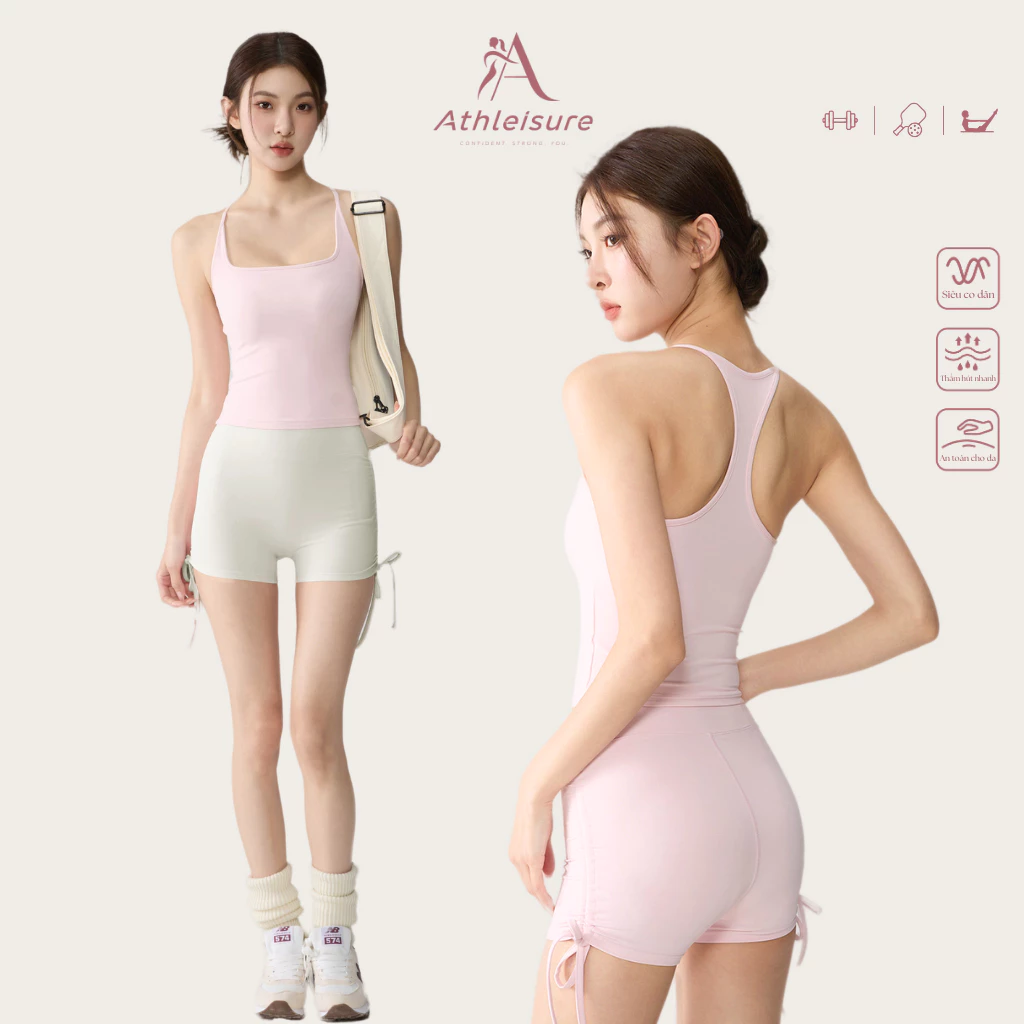 Áo tập Gym, Pilates, Pickleball, Yoga nữ hai dây tôn dáng, hở lưng có đệm nâng ngực thể thao - UP02
