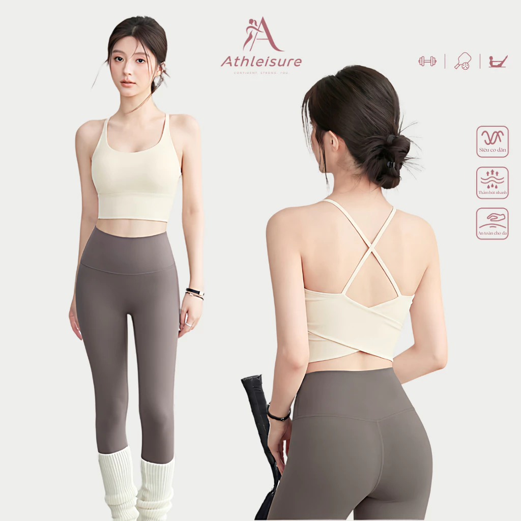 Áo bra tập Gym, Pilates, Pickleball, Yoga thiết kế tôn dáng,hở lưng nơ có đệm ngực thể thao - UP03