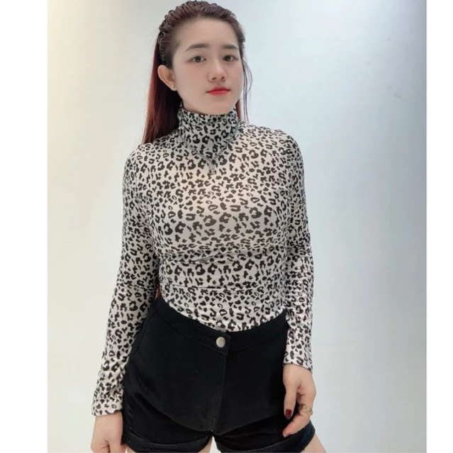 Áo Thun Ôm Body Hoạ Tiết Beo Có Giãn 4 Chiều Tay Dài và Tay Ngắn Nhiều Kiểu Cổ