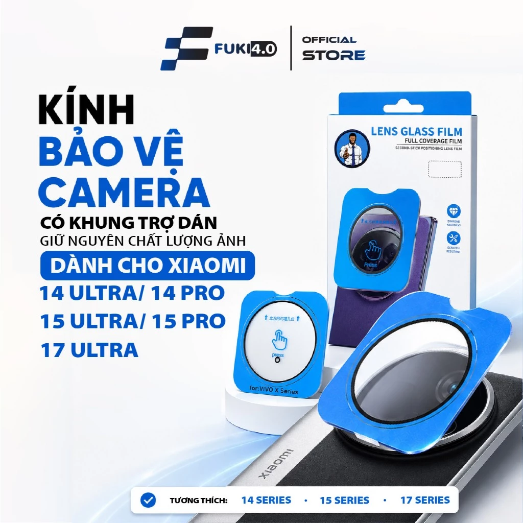 Cường lực bảo vệ camera có khung trợ dán cho Xiaomi 17 Ultra xiaomi 15 Ultra 14 pro 15 pro cực nét