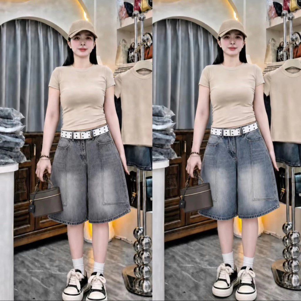 Quần ngố nắp túi thiết kế viền trước lưng cao hottrend