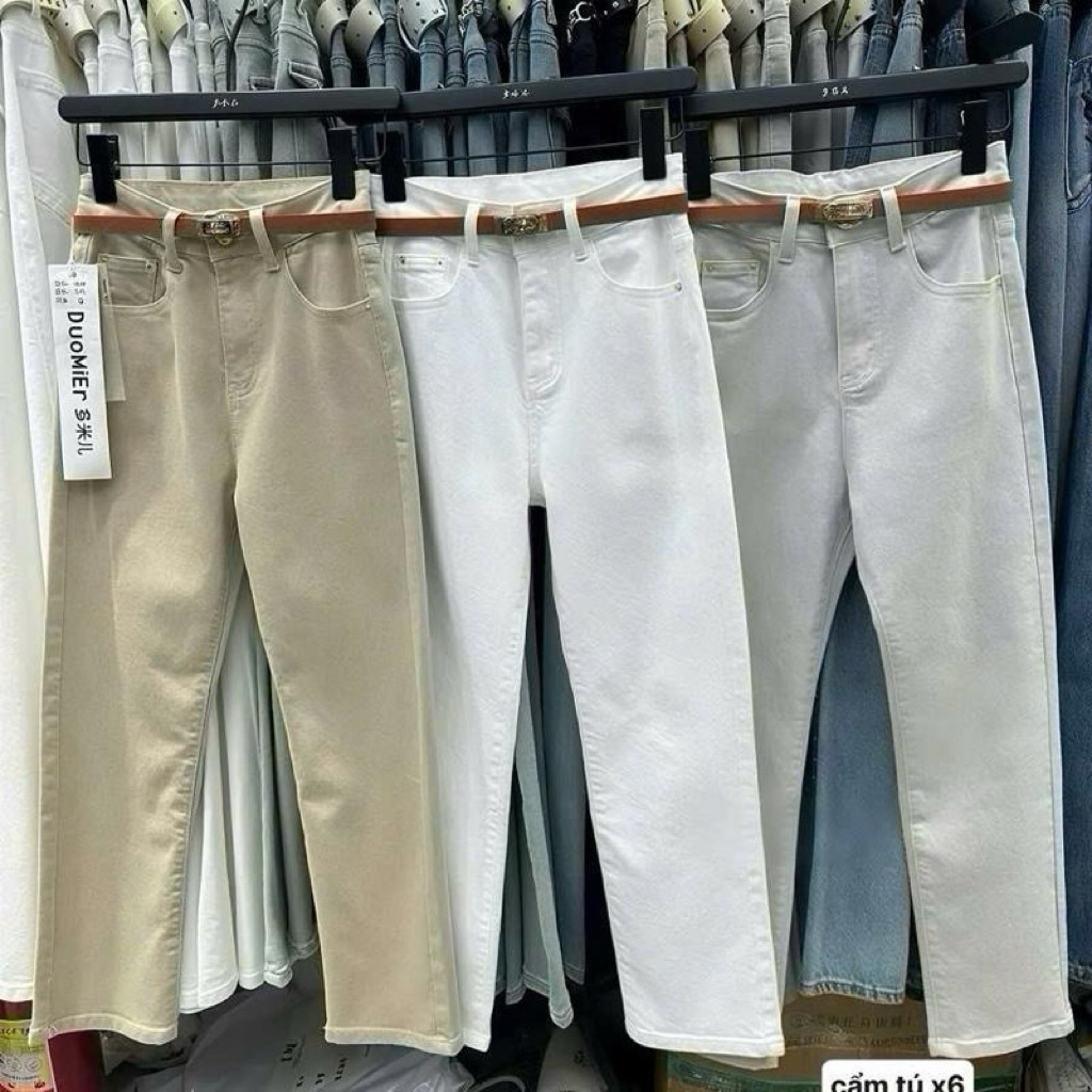 YEN LE (Hàng QCL1 chuẩn Duomei) 9030 Quần Jeans Xuông Ống Đứng Kèm Đai Co Giãn…