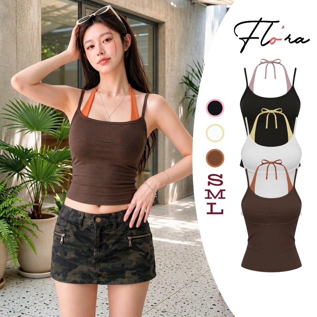 [MỞ BÁN] Áo Thun Nữ Ôm Body Hai Dây Phối Cổ Yếm Thun Borip Lụa DD35, Áo Tank Top Co Giãn, Mềm Mát Flo'ra