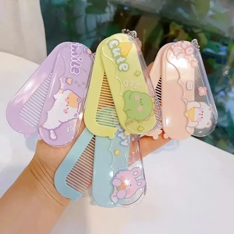 🎀yunqi🎀 Lược Gấp Gọn Kèm Gương Mini Hình Dễ Thương Treo Túi Xách, Móc Khóa Trang Điểm Tiện Lợi