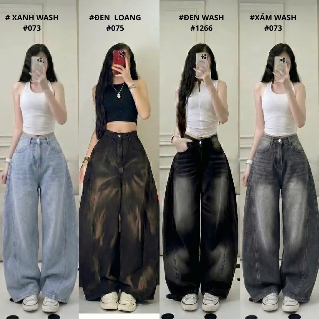 [DEAL MỞ BÁN] Quần Jeans Ống Cong Form Rộng Nam Nữ (BIGSIZE) Hot 2025 Phong Cách Màu Wash Retro 074 Cạp Cao Thoải Mái