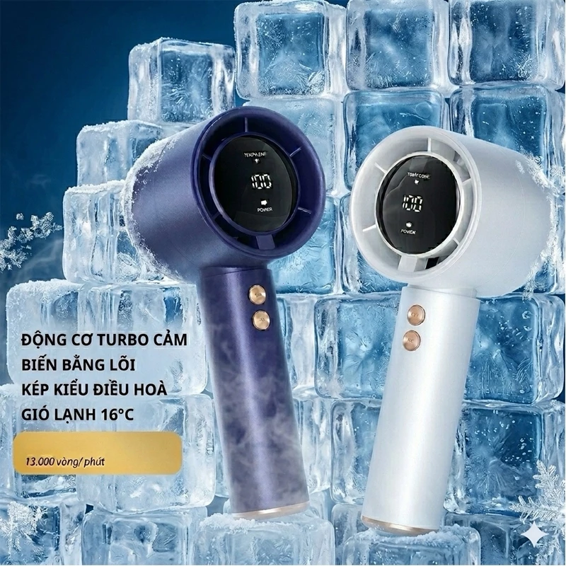 [PIN 60000mAp Bản Mới Nhất M] Quạt cầm tay tích điện dung lượng pin khủng, màn hình LED thông minh