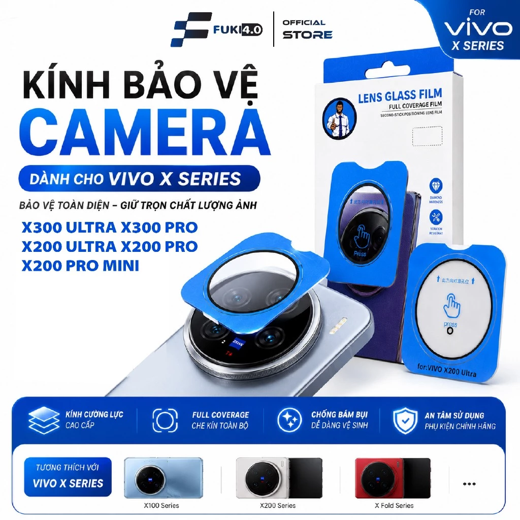 Cường lực bảo vệ camera có khung trợ dán cho VIVO X300 ULTRA X300 PRO X300 X200 ULTRA X200 PRO X200 PROMINI