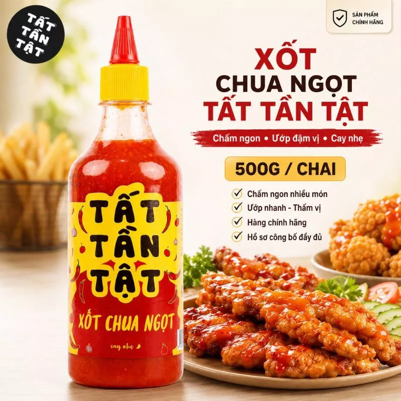 Xốt chua ngọt TẤT TẦN TẬT - Xốt đa năng dùng để chấm các món chiên, nướng hoặc ướp thực phẩm