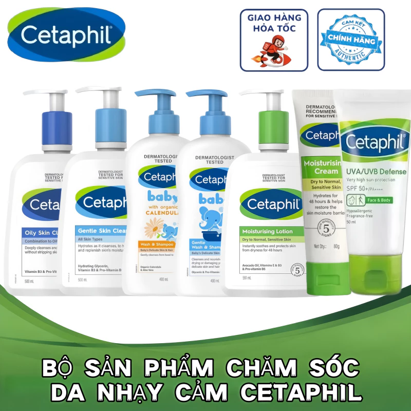 【Dung lượng lớn】Dòng sản phẩm Cetaphil: Sữa rửa mặt, Kem dưỡng ẩm, Kem chống nắng sữa rửa mặt dịu nhẹ cho da 500ml