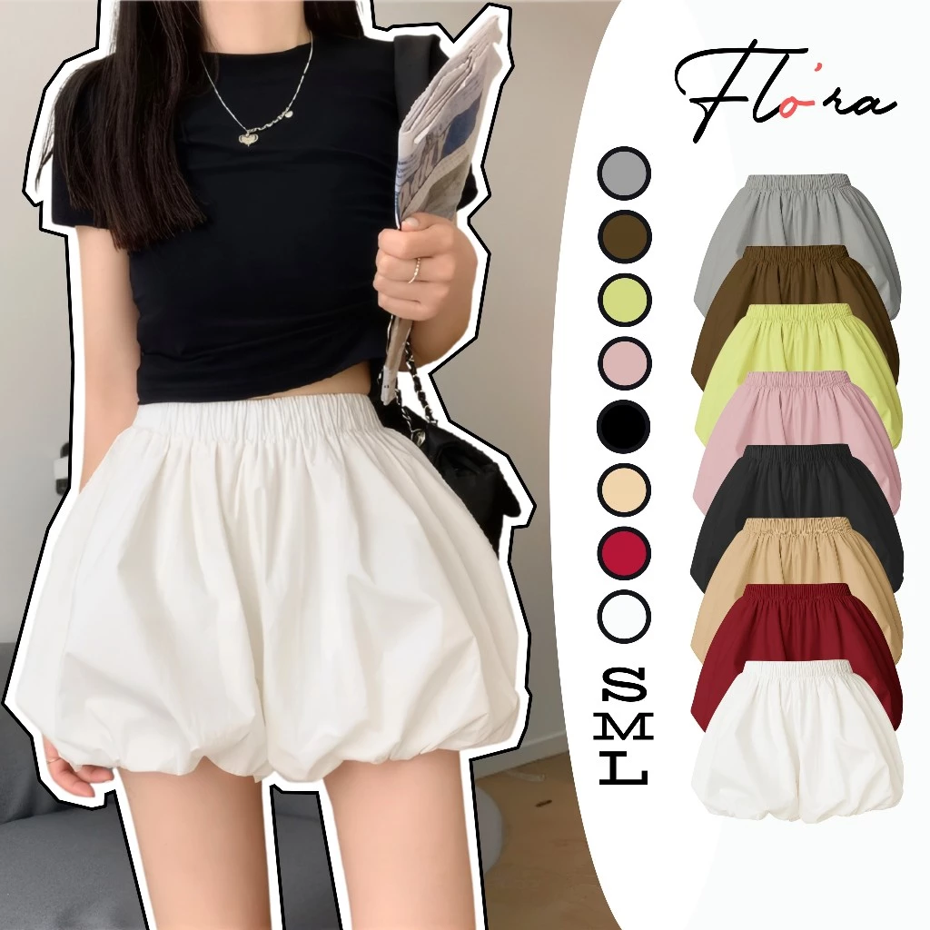 Quần SHORT BÍ NGÔ 2 Lớp Cạp Lưng Thun Chất Kate QU03, Quần Đùi Nữ Kiểu Phồng Bồng Bềnh Flo'ra