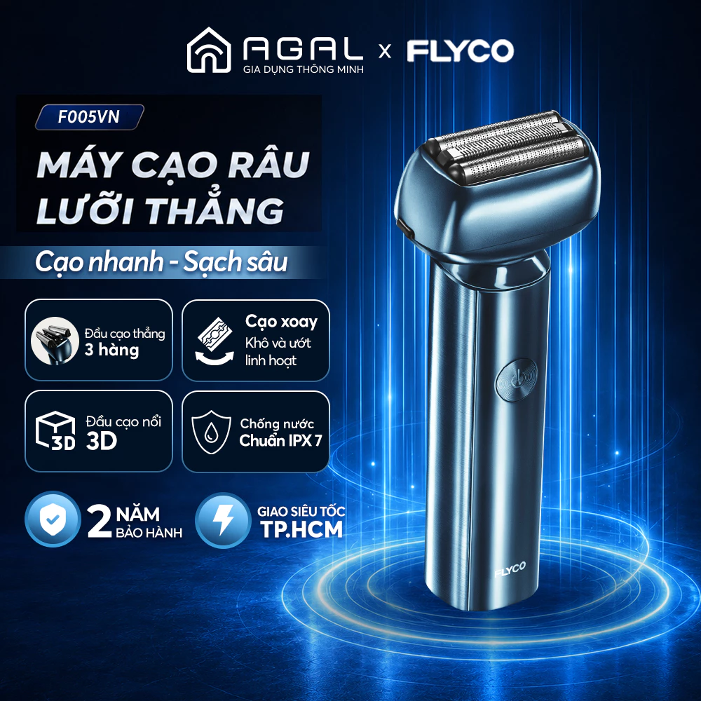 Máy cạo râu điện Flyco F005VN Cạo êm, sạch sâu | Chống nước toàn thân - Bảo hành 2 năm