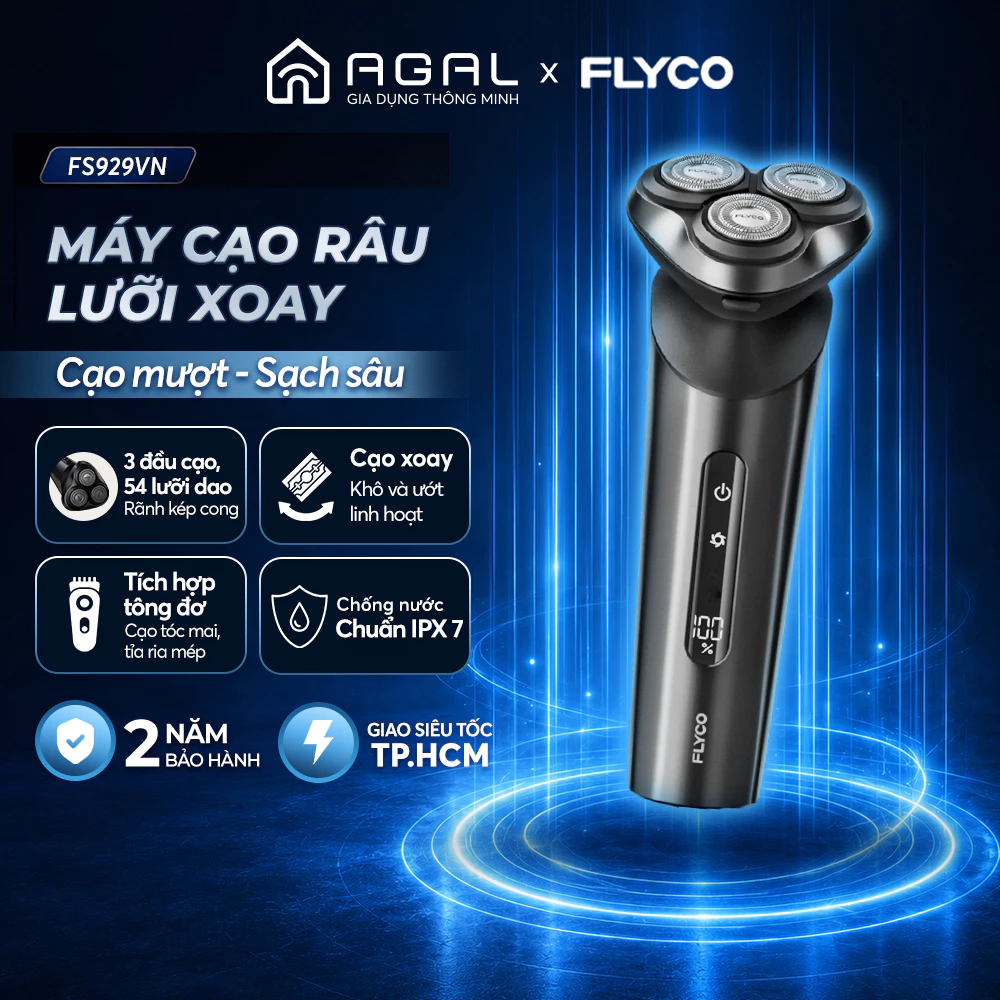 Máy cạo râu điện Flyco FS929VN Cạo êm, Sạch sâu | Tích hợp tông đơ - Bảo hành 2 năm