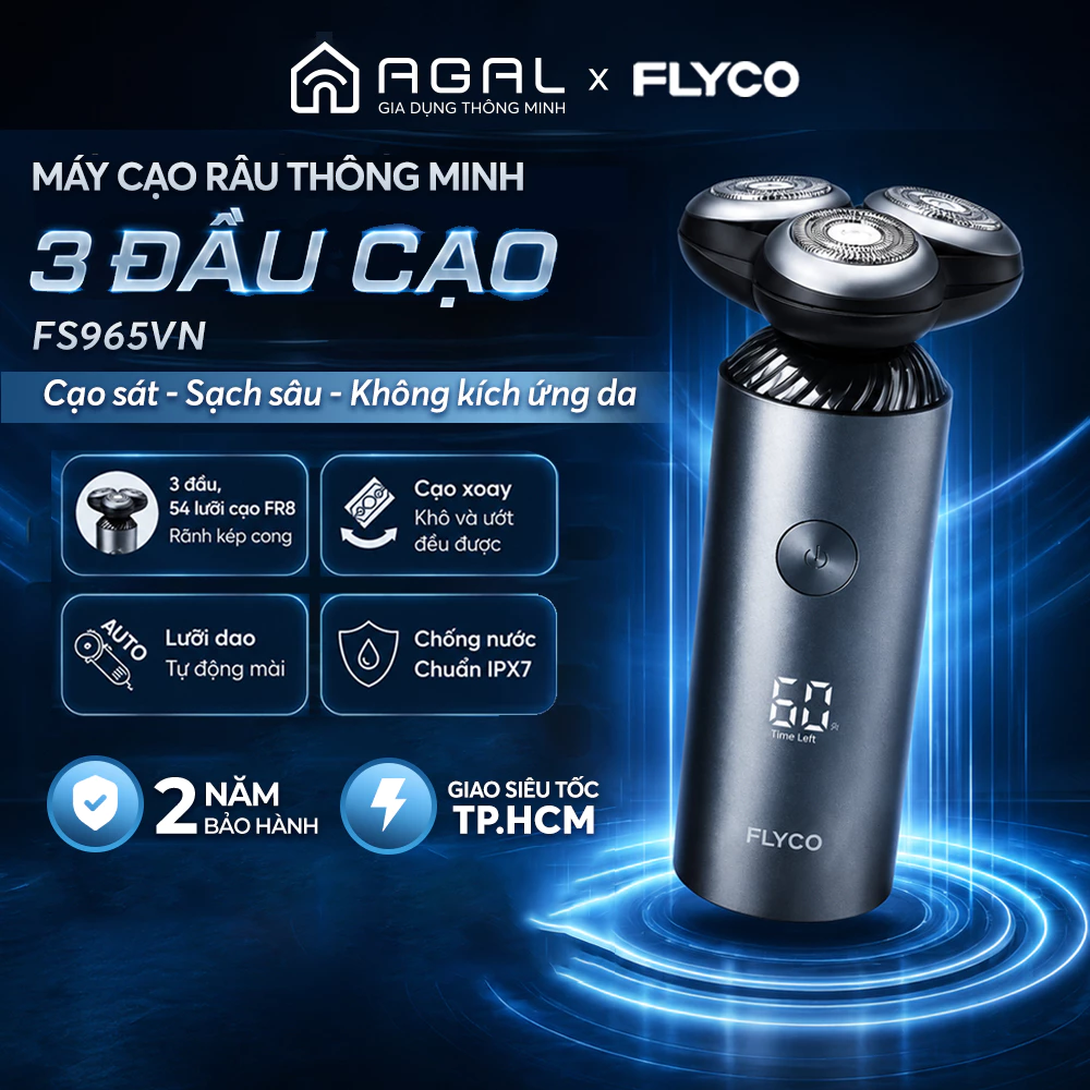 Máy cạo râu Flyco FS965VN Cạo êm, Không giật, Sạch sâu | Chuẩn chống nước IPX7 - Bảo hành 2 năm