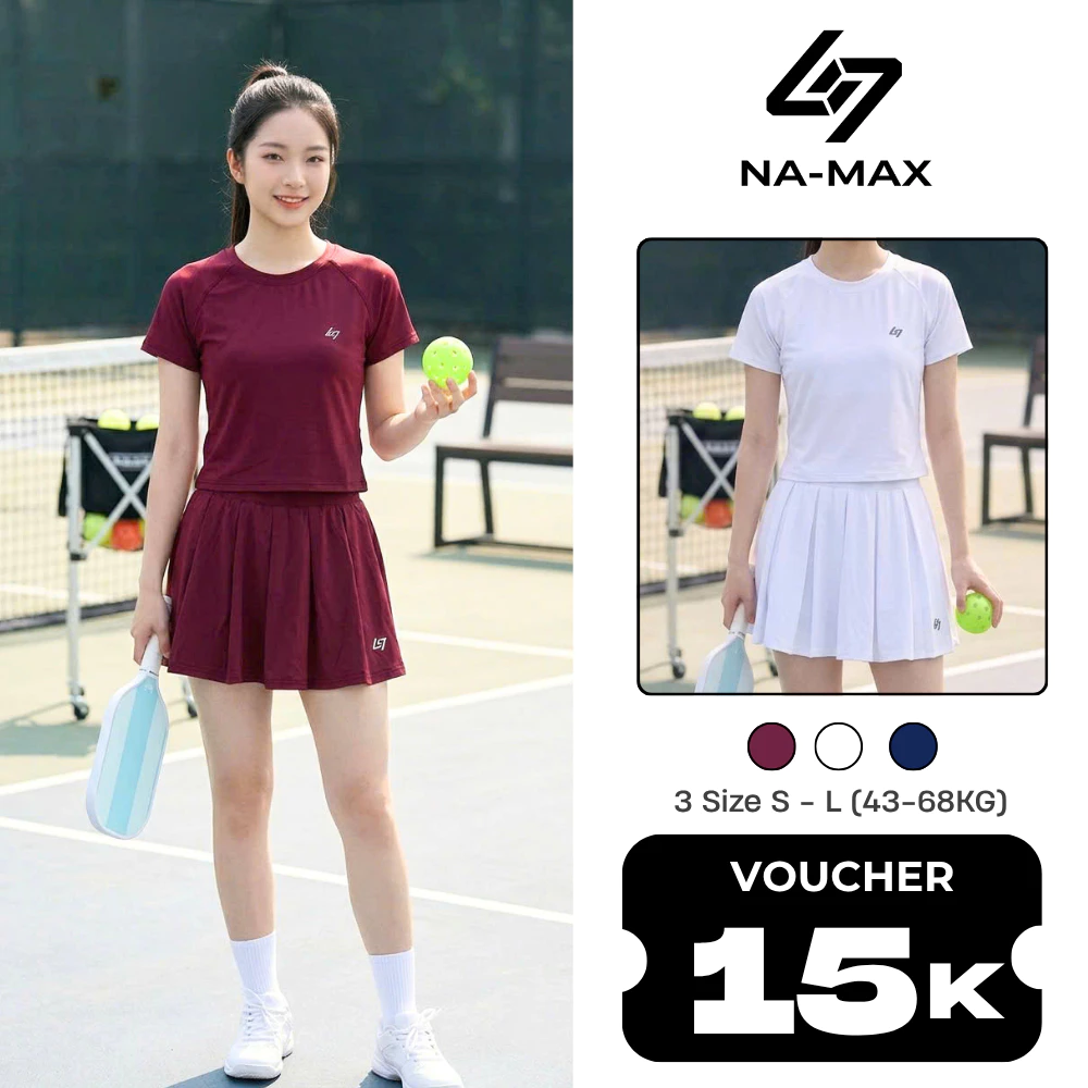 [VOUCHER GIẢM 15K] Set Áo Croptop Váy Xếp Ly Thể Thao Nữ Namax, Đồ Thể Thao Nữ, Đồ Pickleball Nữ Có Quần Bảo Hộ -SET.0
