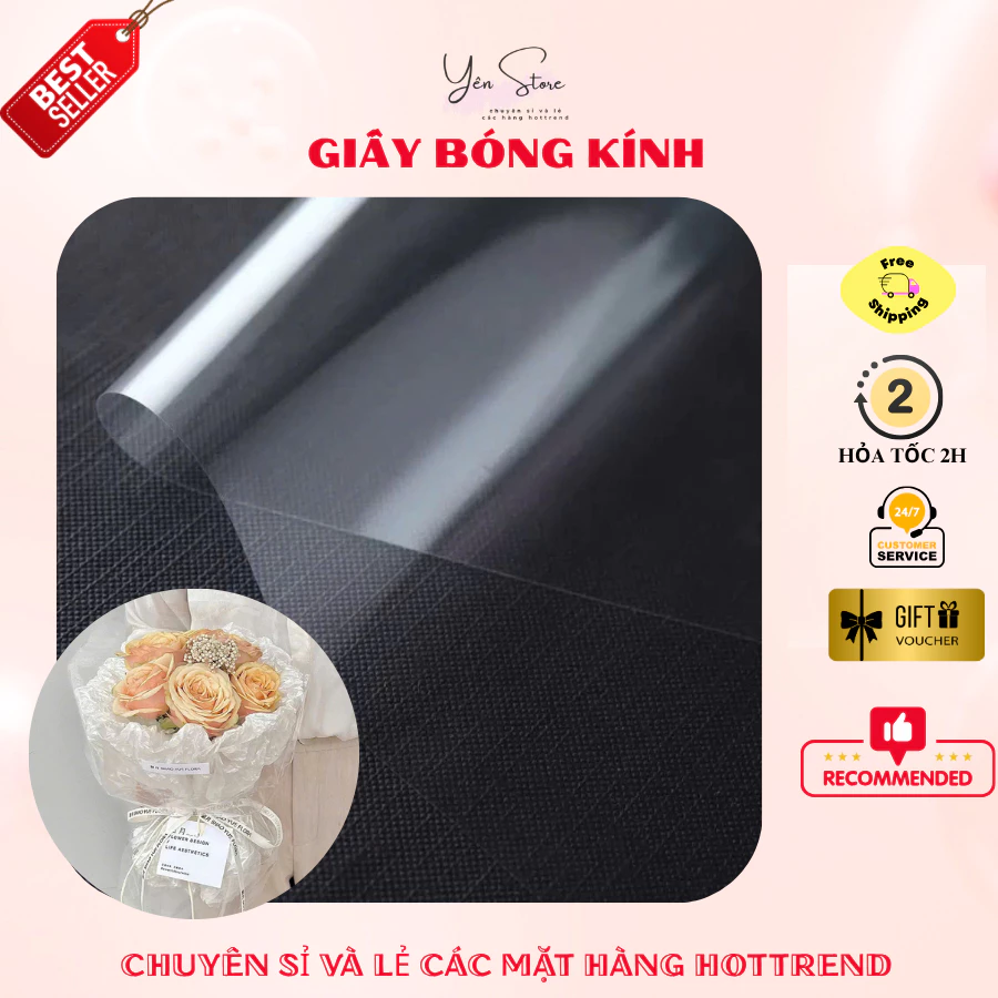Xấp 10-20 Tờ Bóng Kính Trong Suốt Kích Thước 52x52 Dùng Gói Hoa, Trái Cây, Quà Tặng, Làm Đồ Handmade