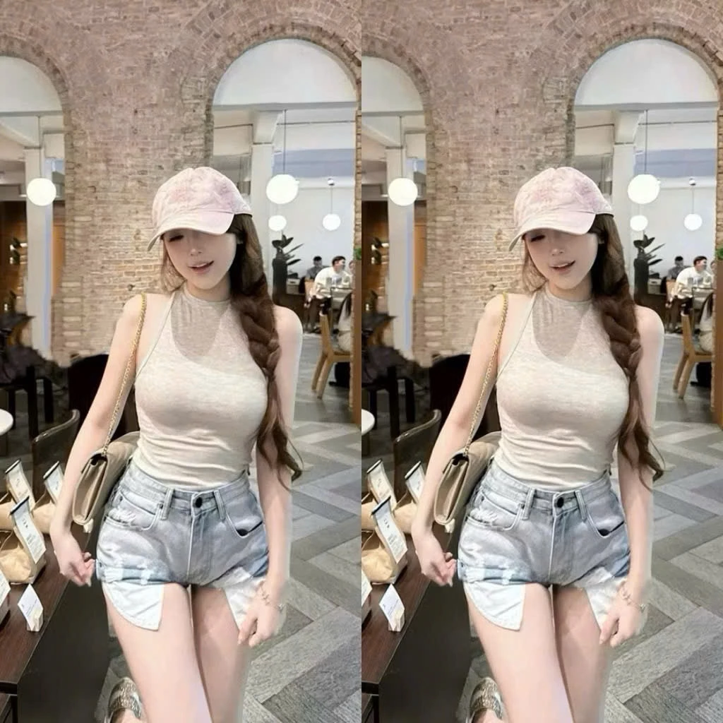 Quần short jean túi thò rách nhẹ, chất bò mềm phong cách cá tính