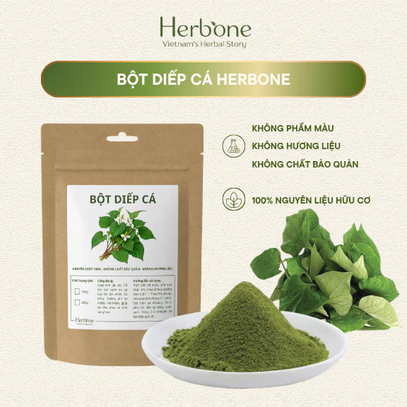 Bột Diếp Cá Nguyên Chất HERBONE Mặt Nạ Body & Mặt Hỗ Trợ Giảm Mụn, Mờ Thâm, Dưỡng Ẩm, Sáng Da 100g 500g
