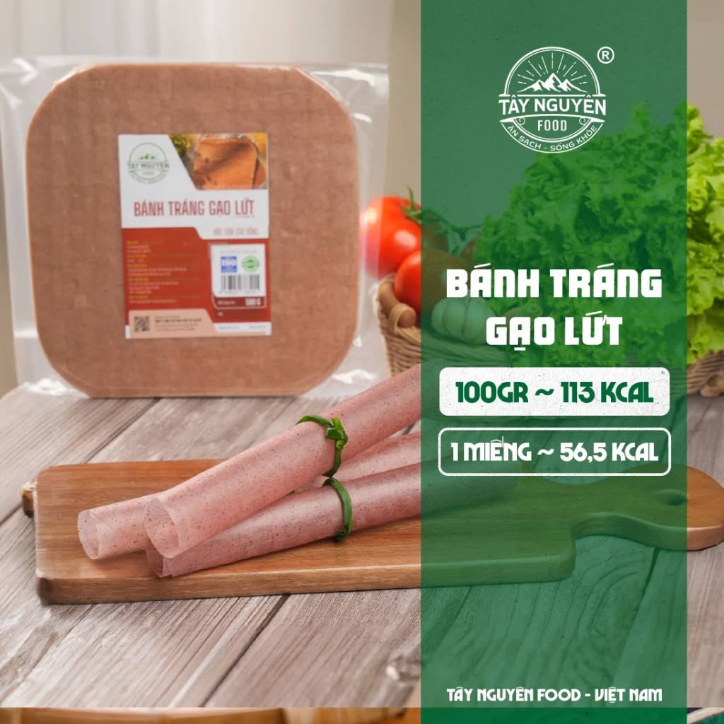 Bánh tráng gạo lứt và Bánh tráng rau củ eatclean Tây Nguyên Food - Việt Nam 500g/1kg