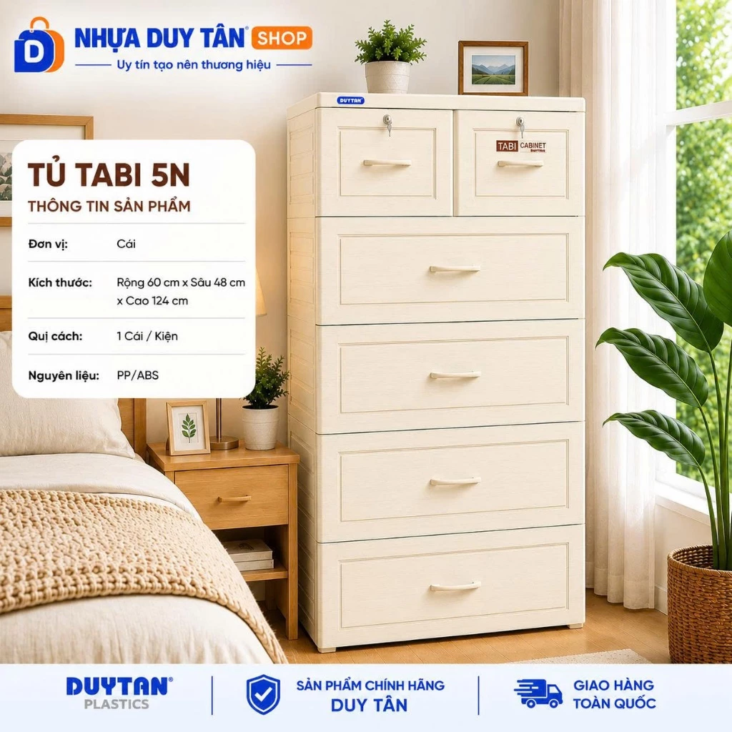 Tủ Nhựa Quần Áo Duy Tân Tabi Vân Gỗ Cho Bé Nhiều Ngăn Tiện Lợi - Giao Nhanh Hỏa Tốc 2H