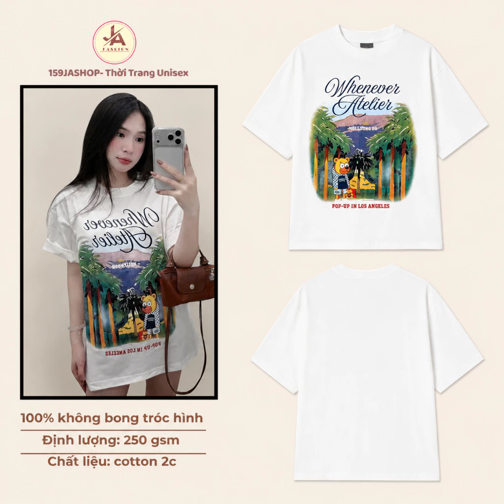 Áo Phông Nữ Oversize In Phong Cảnh Nhiệt Đới  Tay Lỡ Cotton Mềm Phong Cách Hàn Quốc Hot Trend 2026